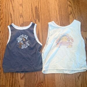 Hollister Kids Graphic Tank Tops - Navy and White